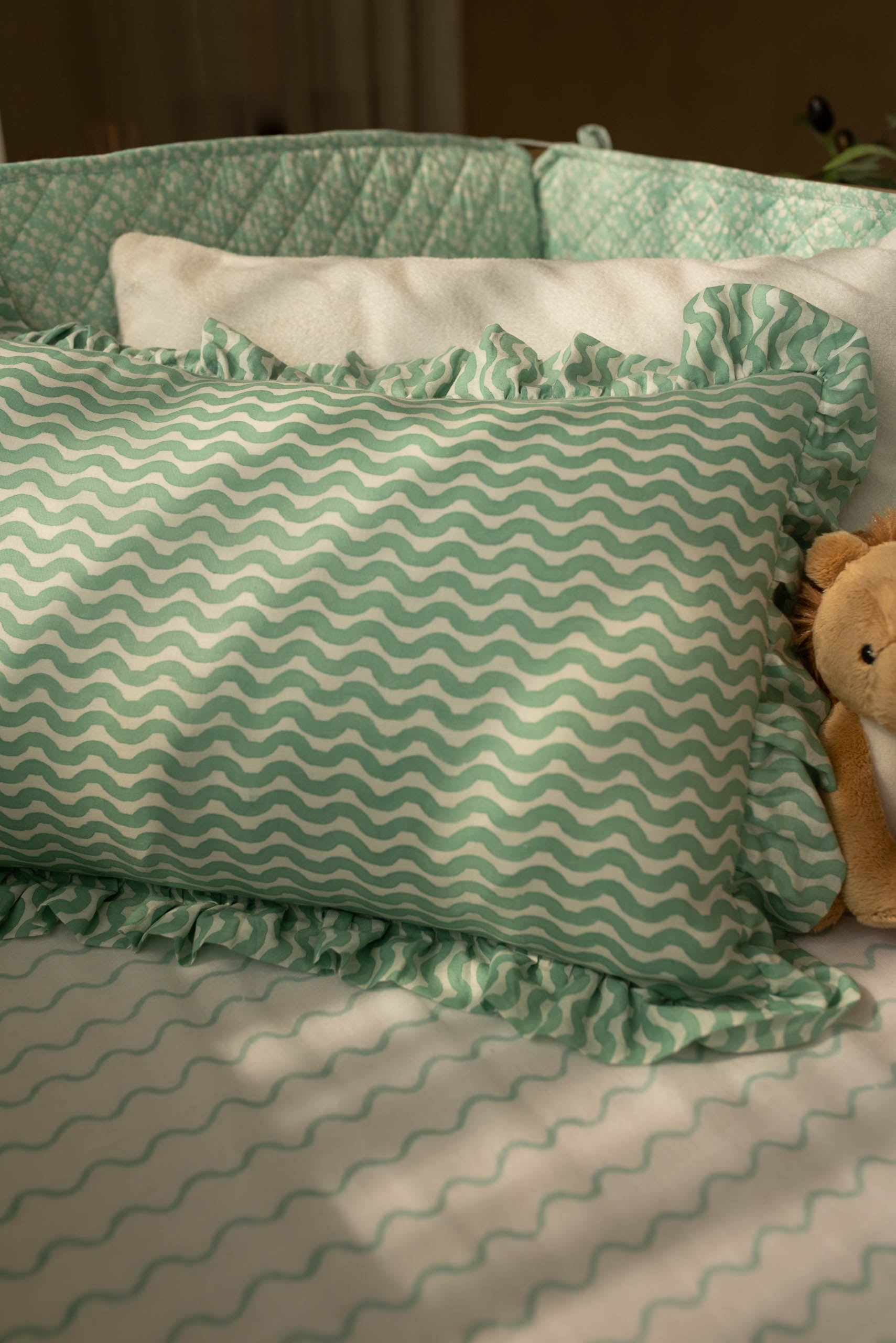 Moana Block Printed Ruffle Comfort Pillow (Insert Included)