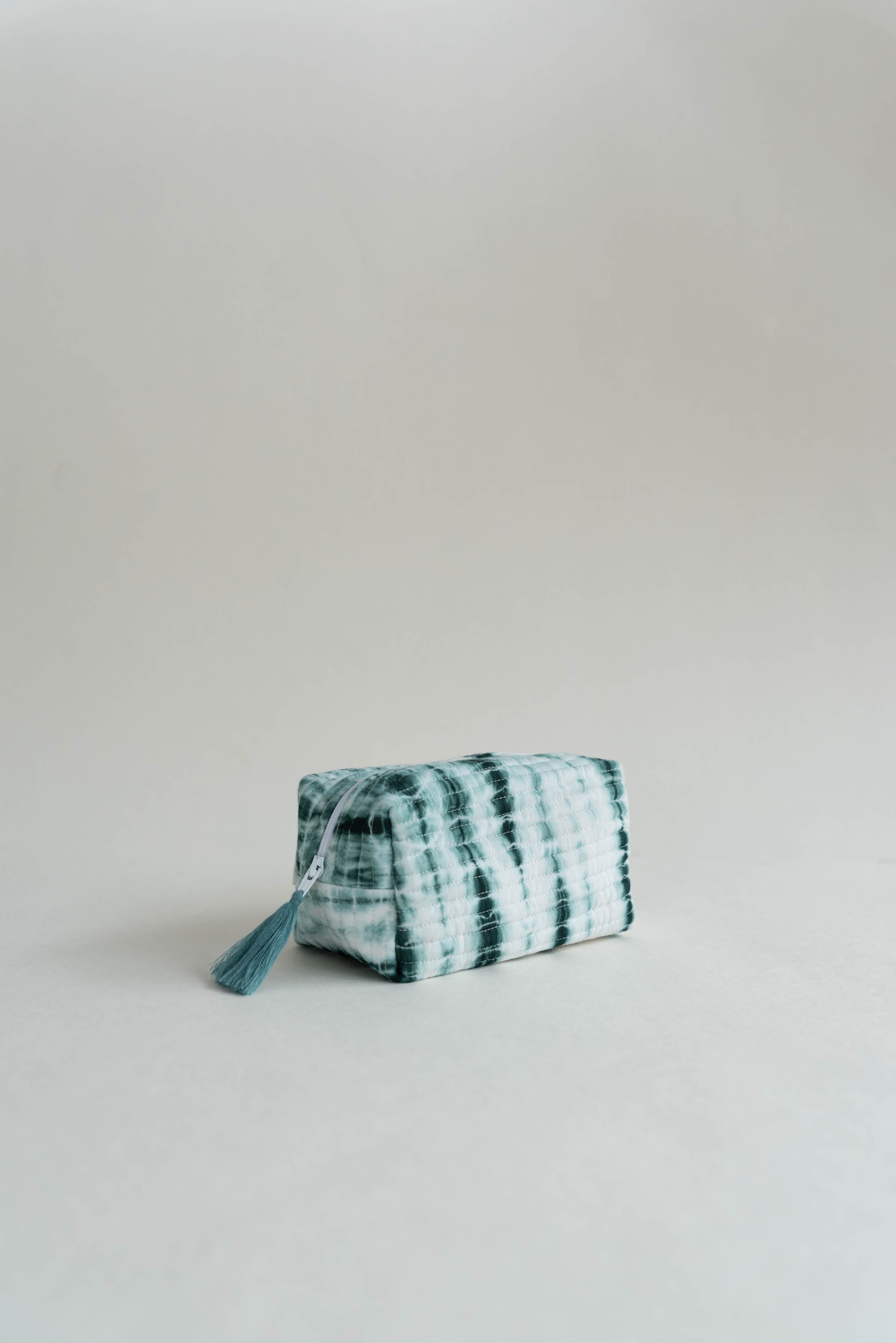 Shibori Quilted Pouches - Set of 2 - Green & Indigo