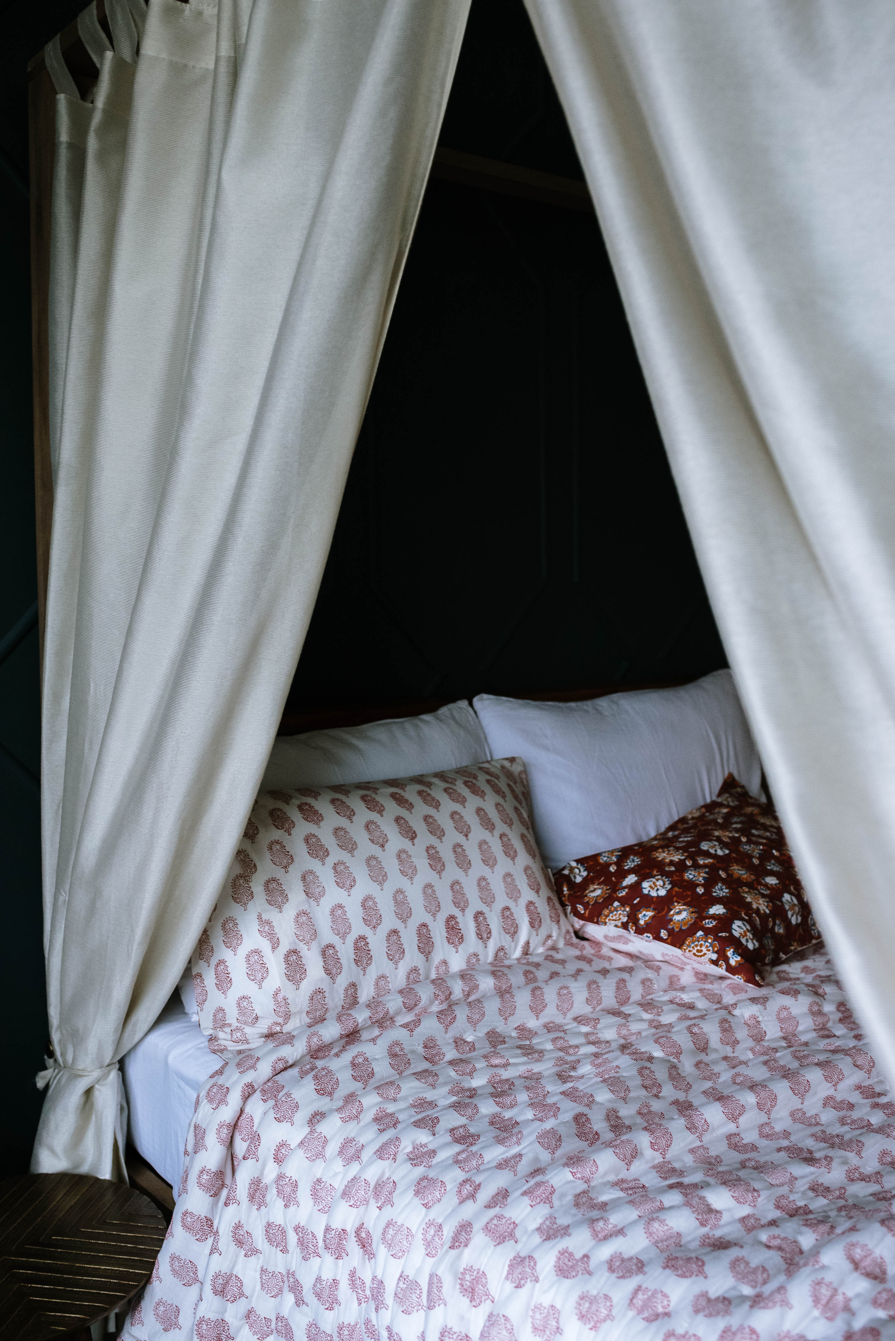 Dahlia Block Printed Pillow Cover - Set of 2