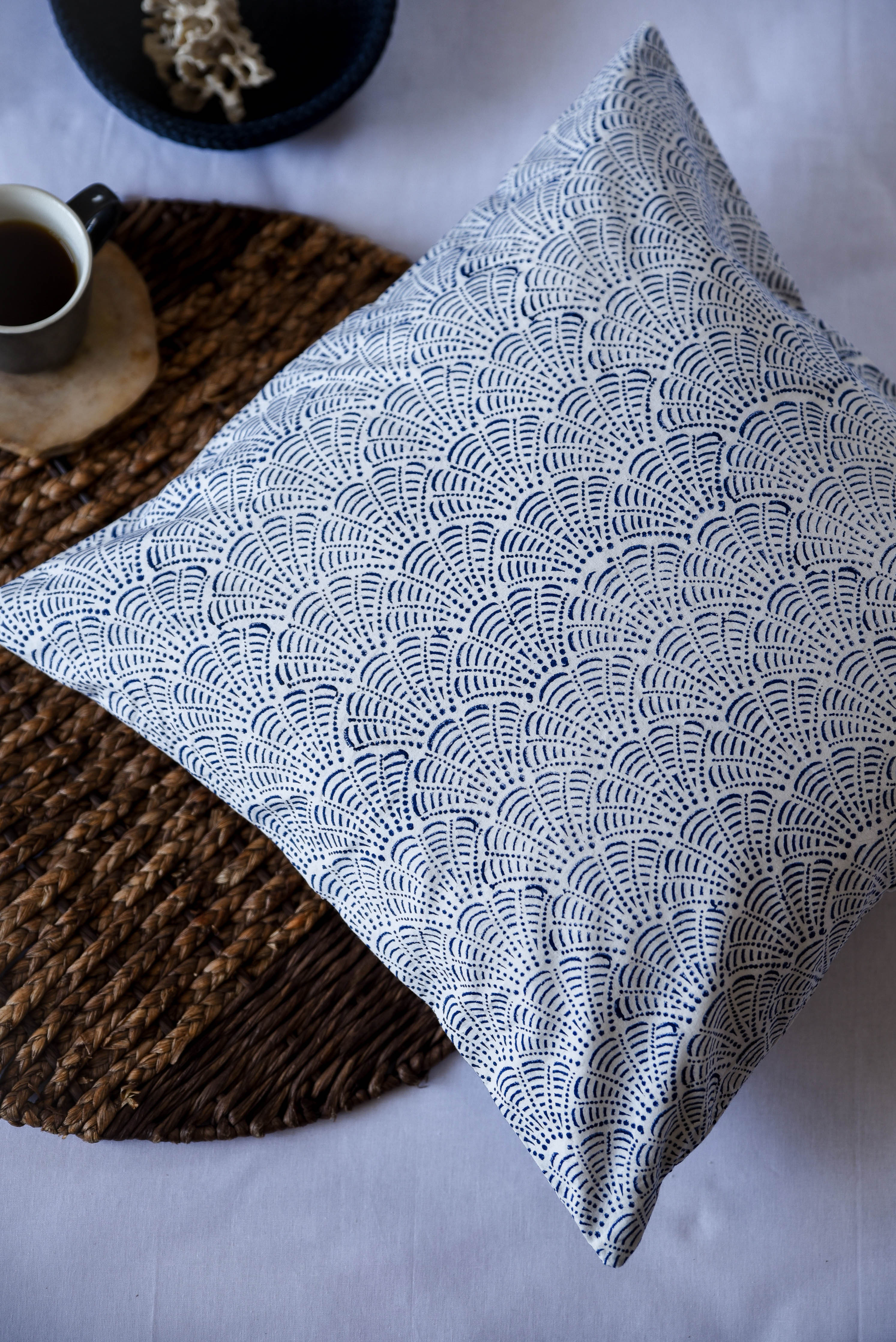 Coral Block Printed Cushion Cover - Set of 2