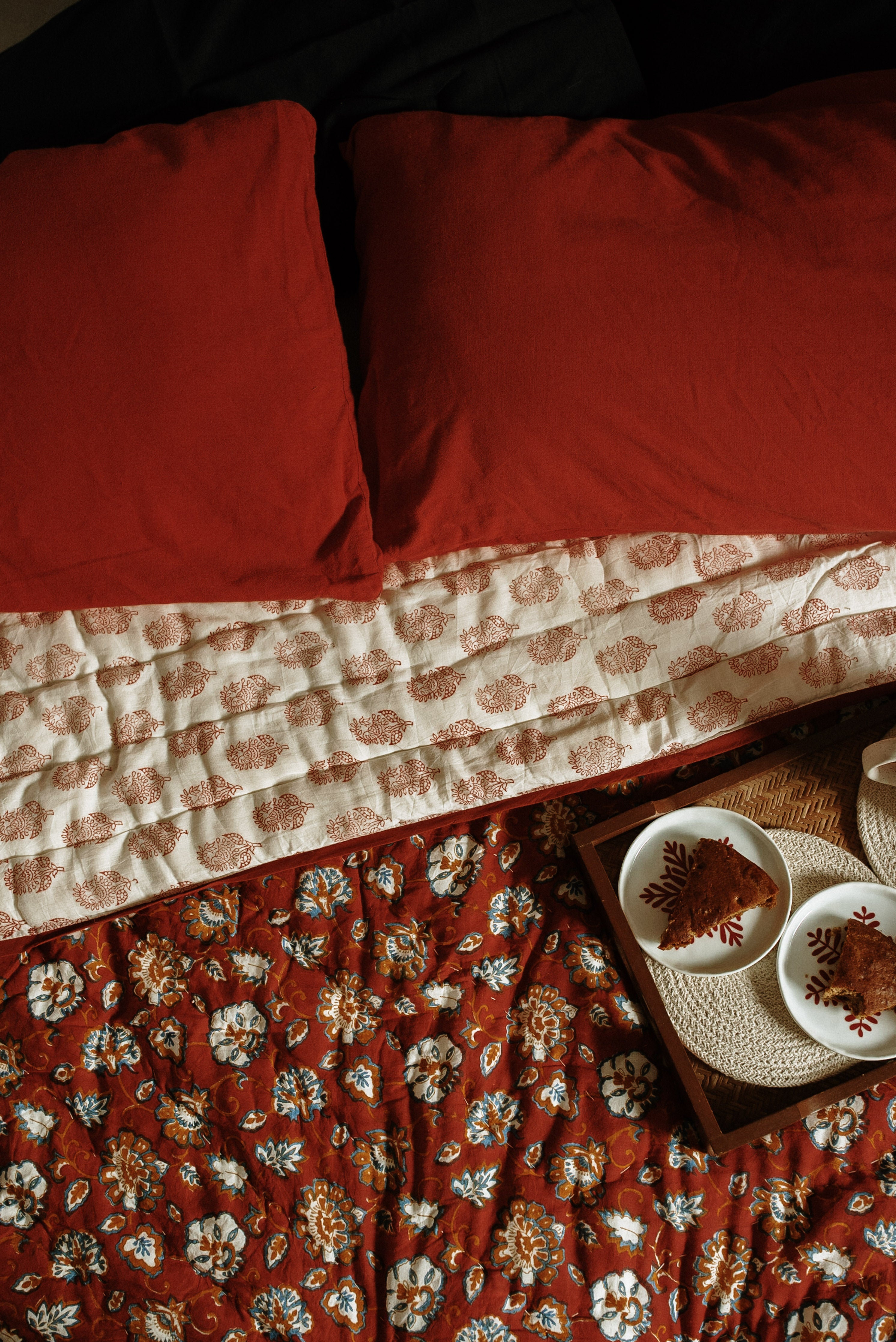 Dahlia Block Printed Quilt - Double - 02