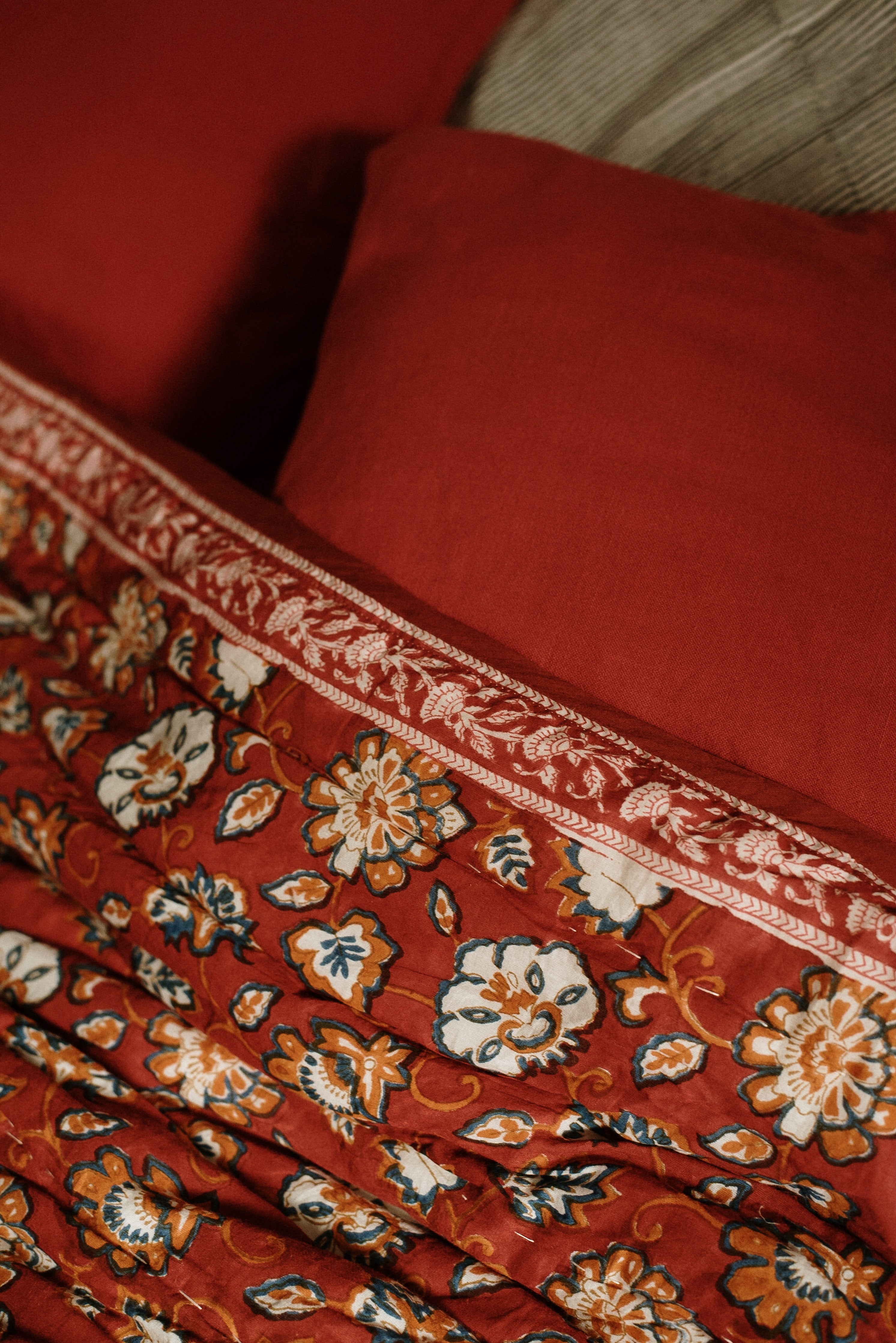 Dahlia Block Printed Quilt - Double - 02