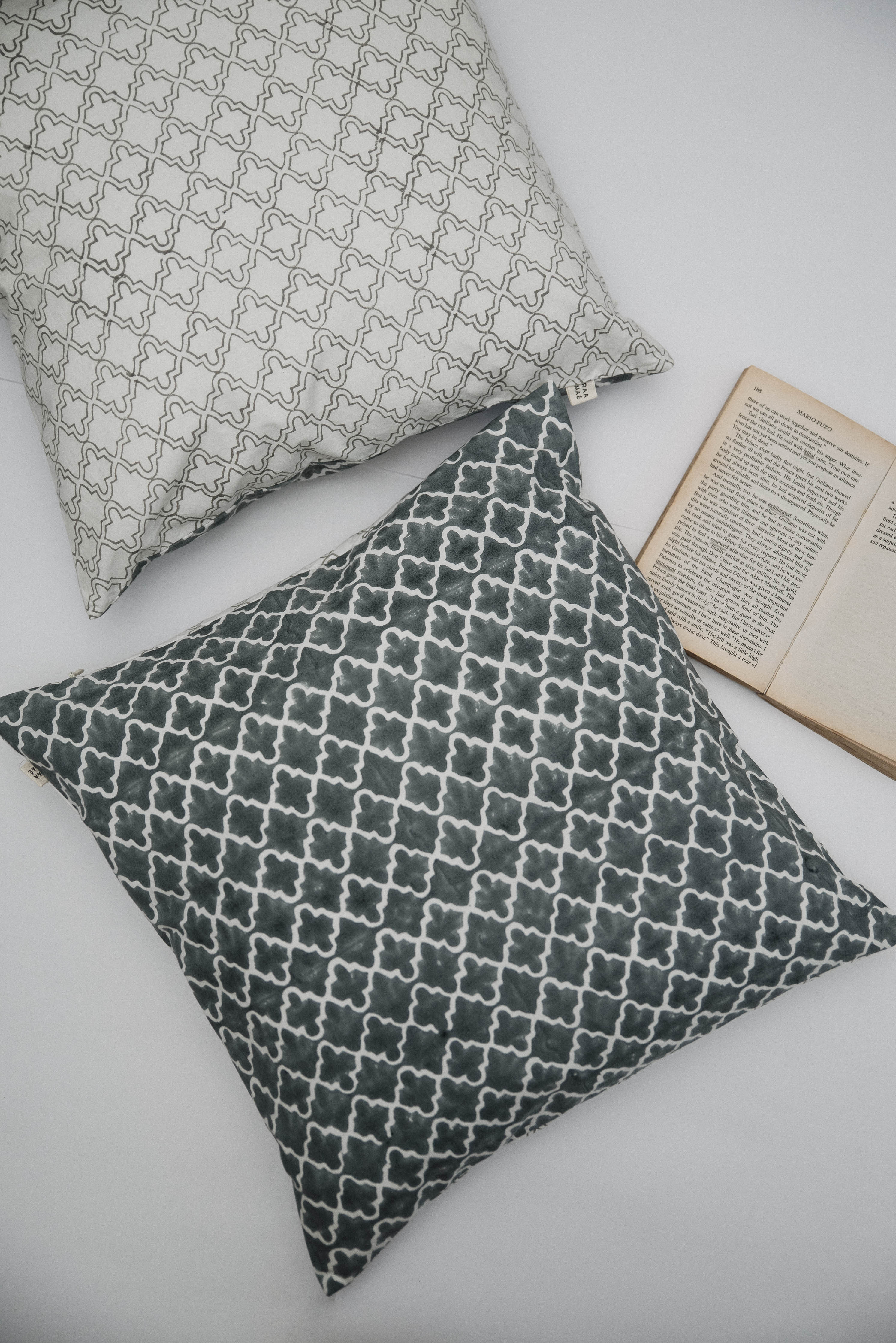 Jaali Block Printed Cushion Cover - Set of 2