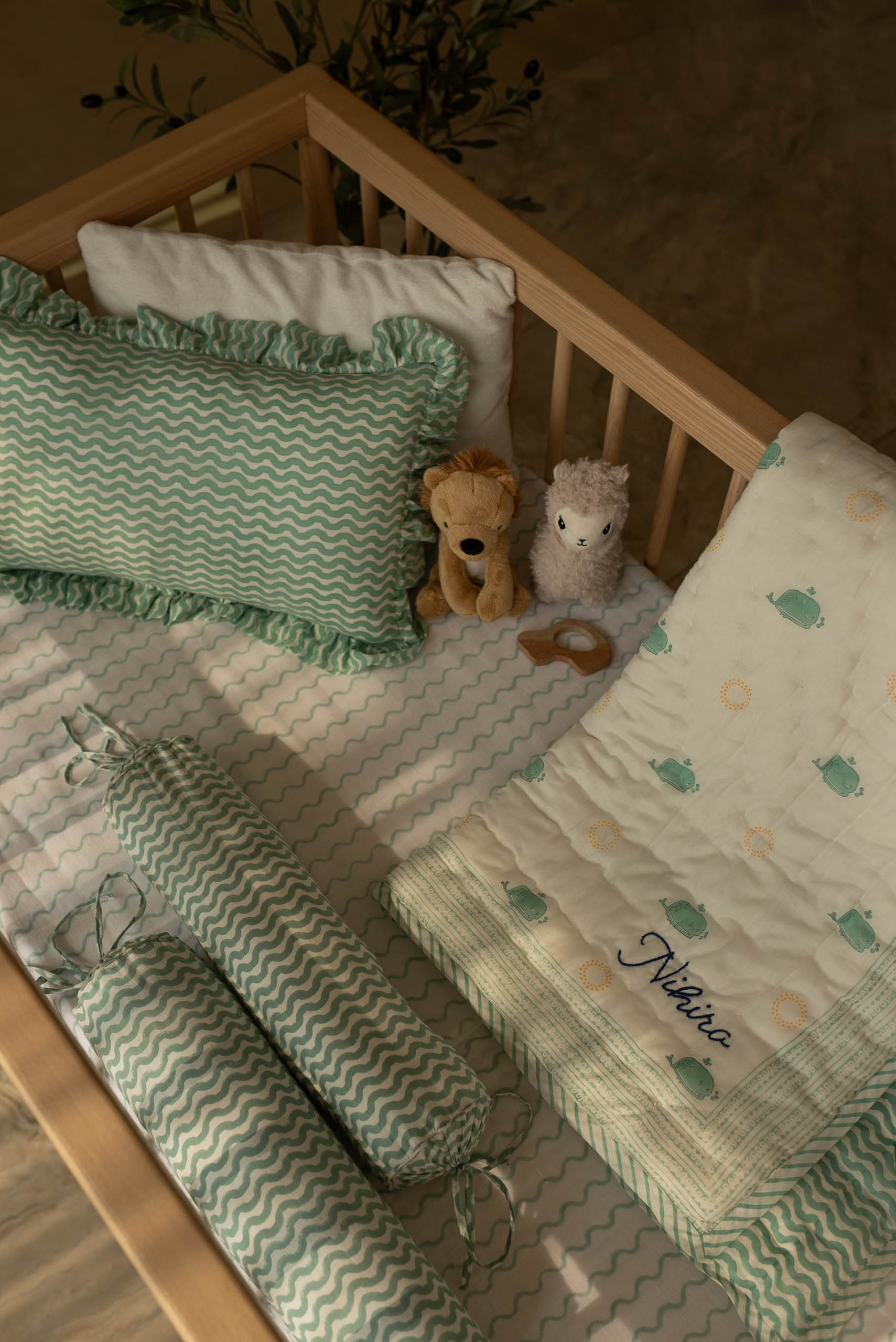 Moana Block Printed Bolster Pillow (Set of Two)