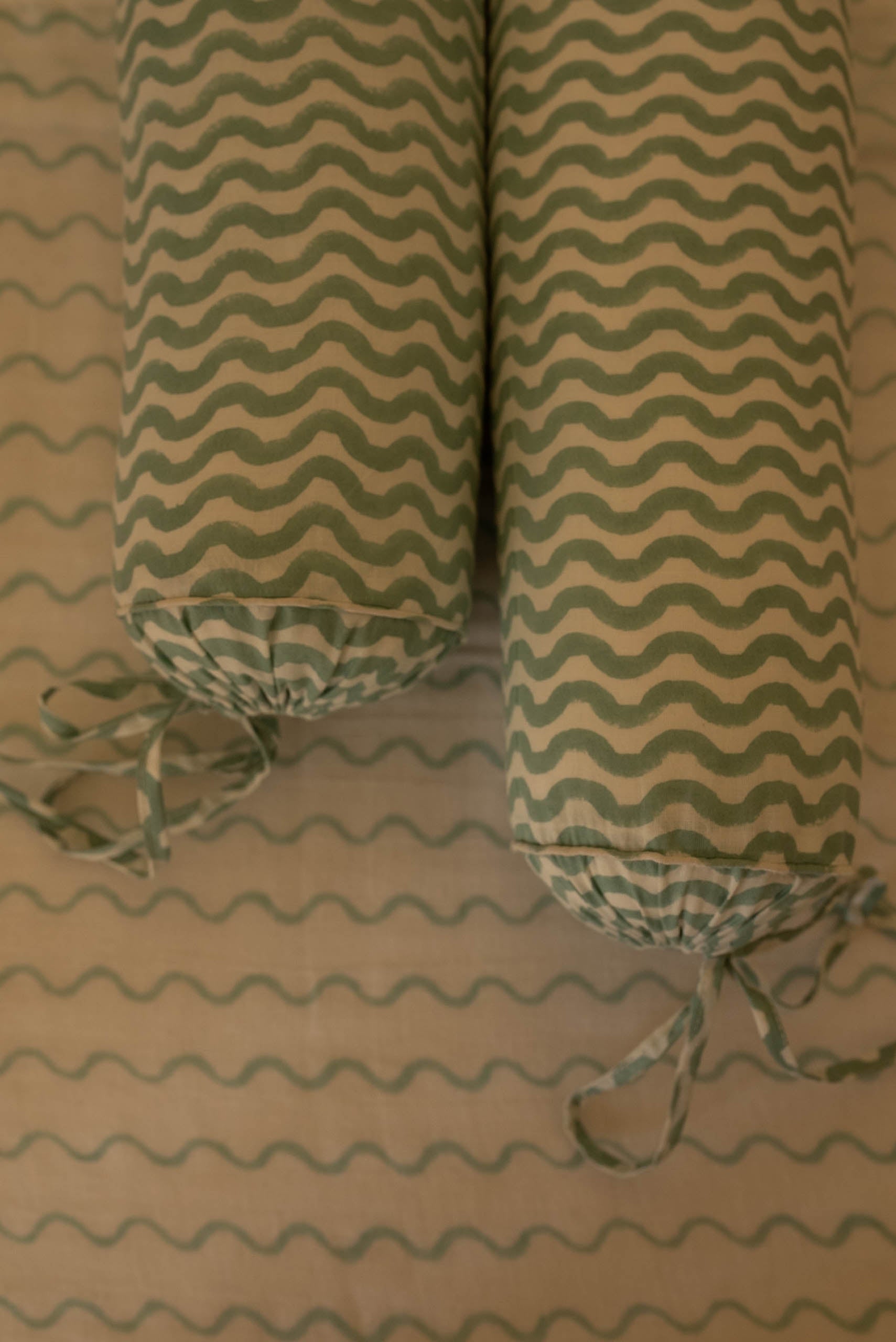 Moana Block Printed Bolster Pillow (Set of Two)
