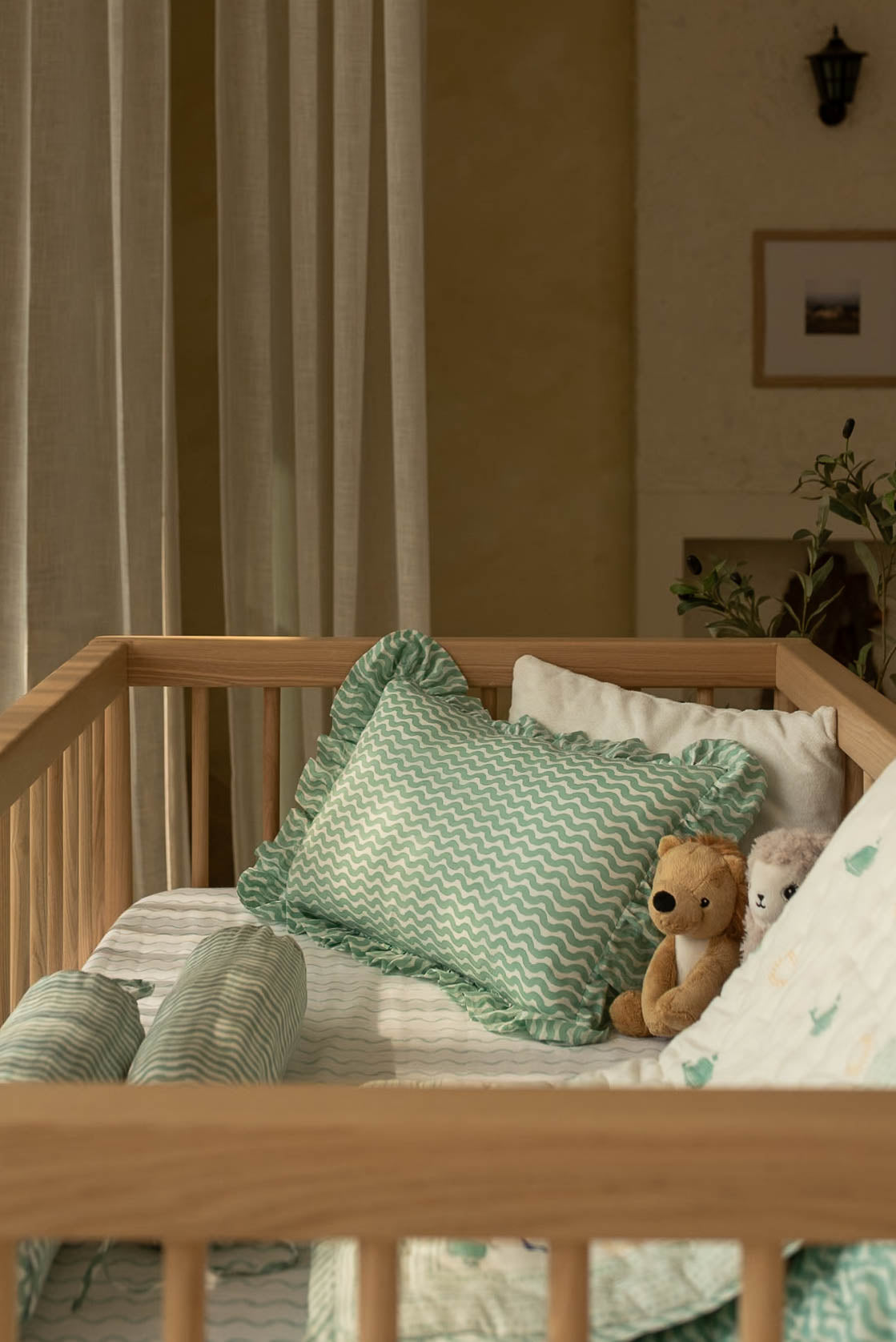 Moana Block Printed Ruffle Comfort Pillow (Insert Included)