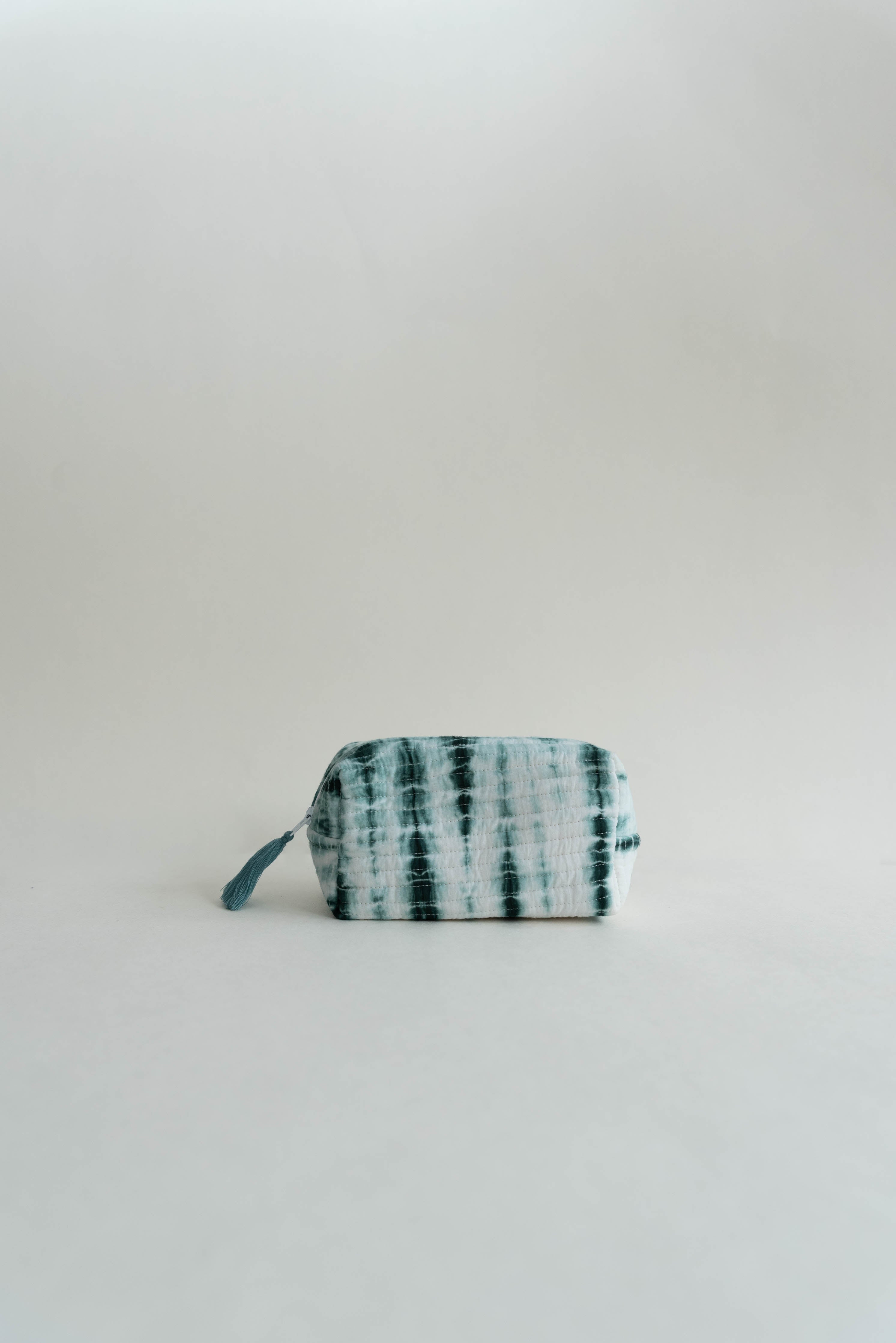 Shibori Quilted Pouch - Green