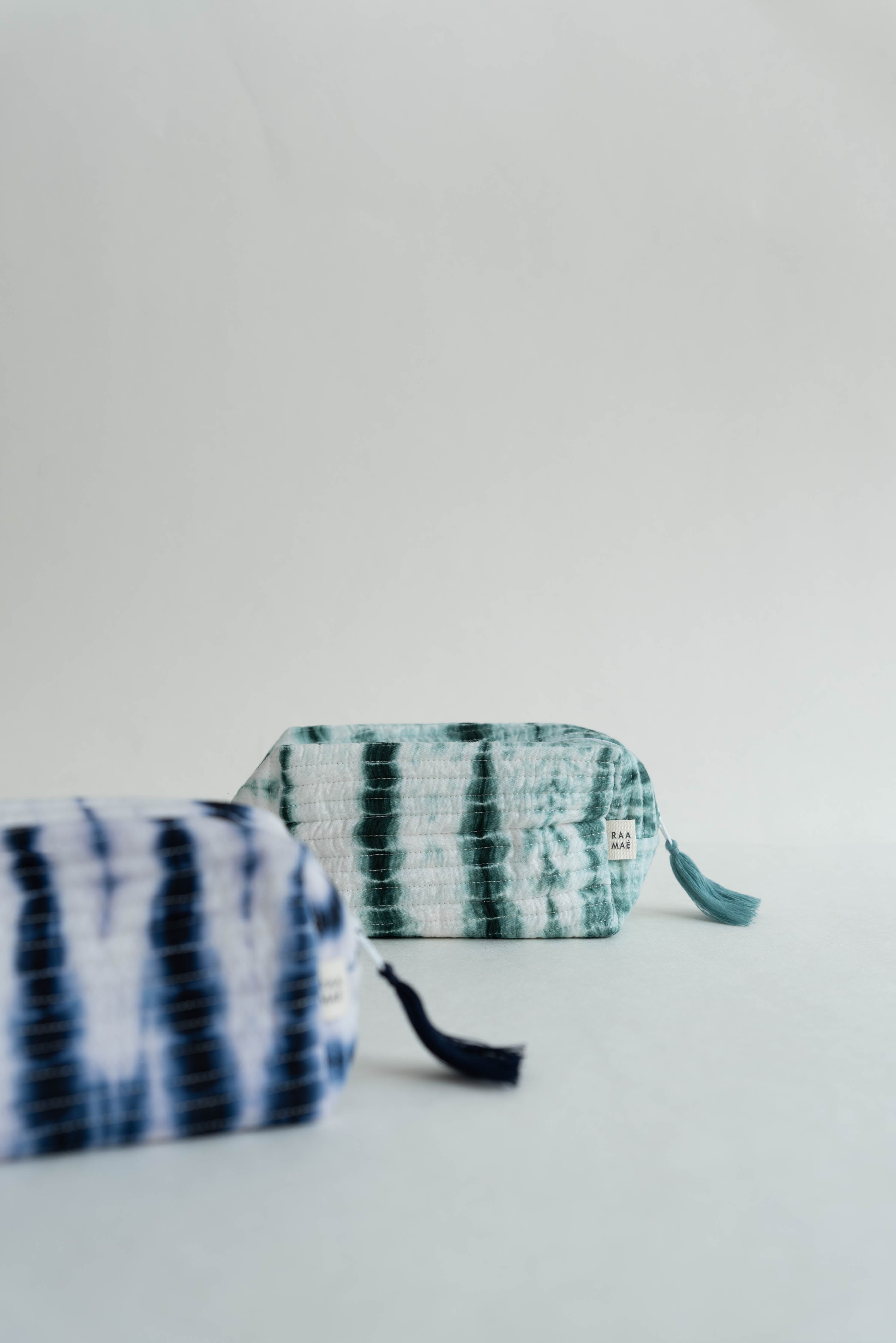Shibori Quilted Pouch - Indigo