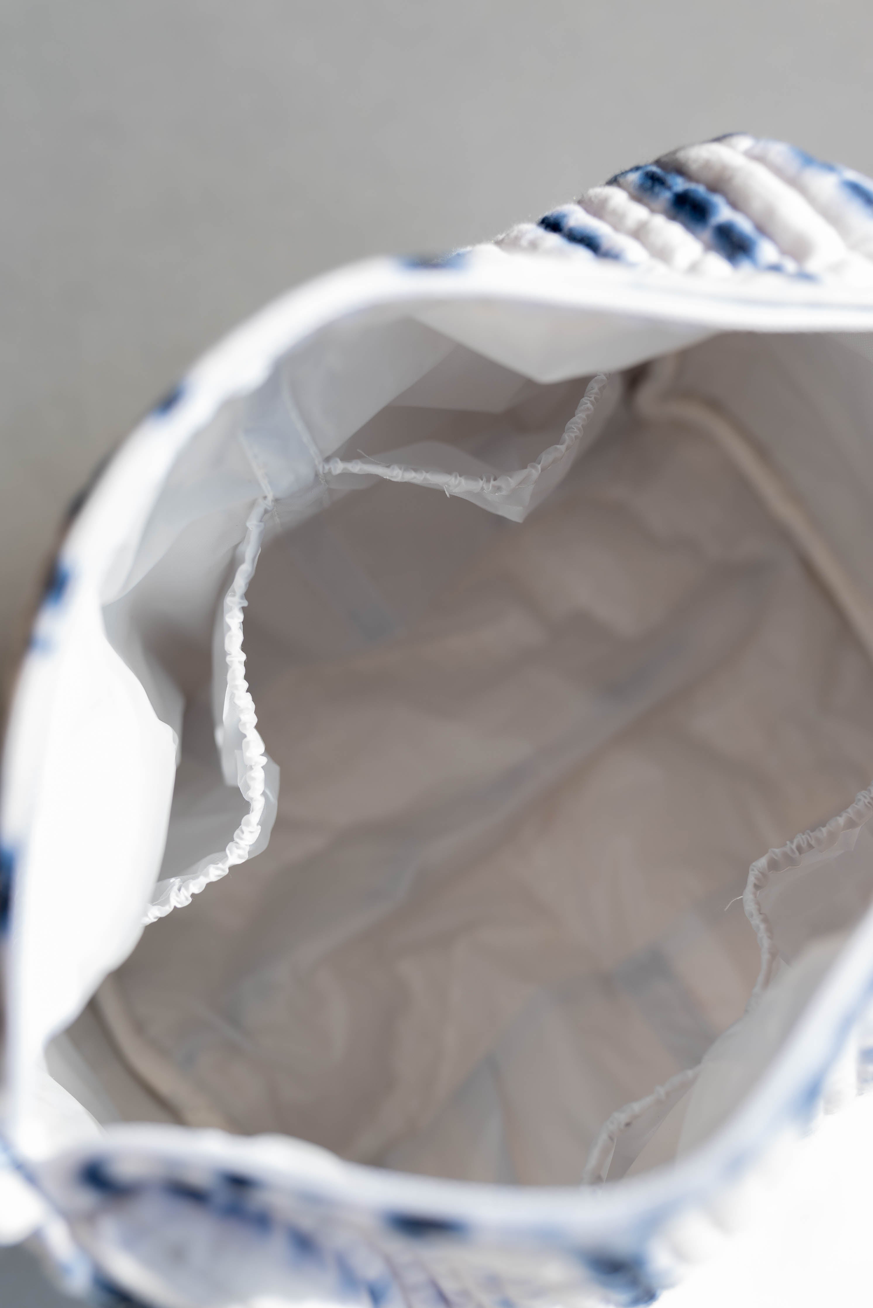 Shibori Quilted Wash/Toiletry Bag with Waterproof Lining - Indigo