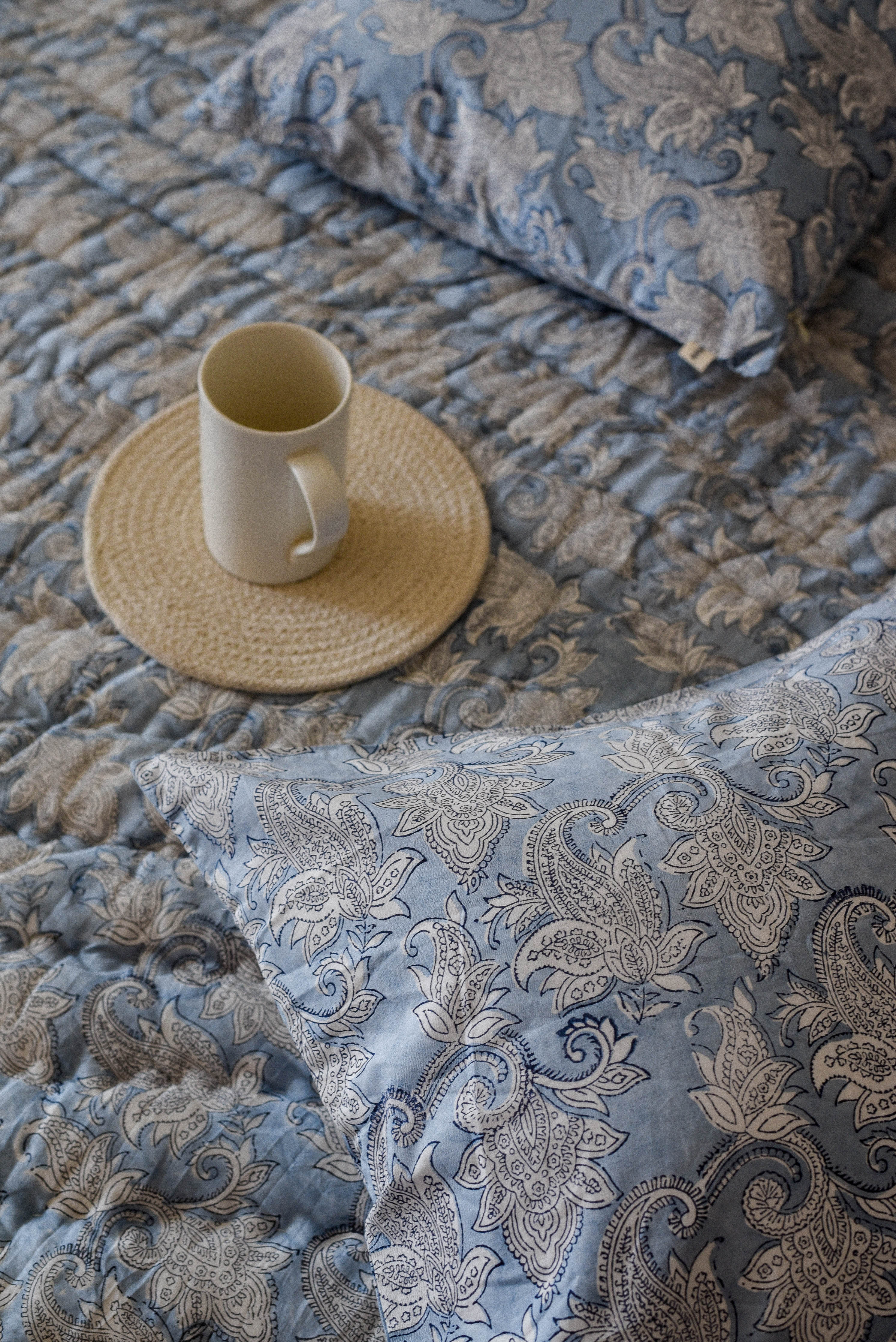 Mogra Block Printed Cushion Cover
