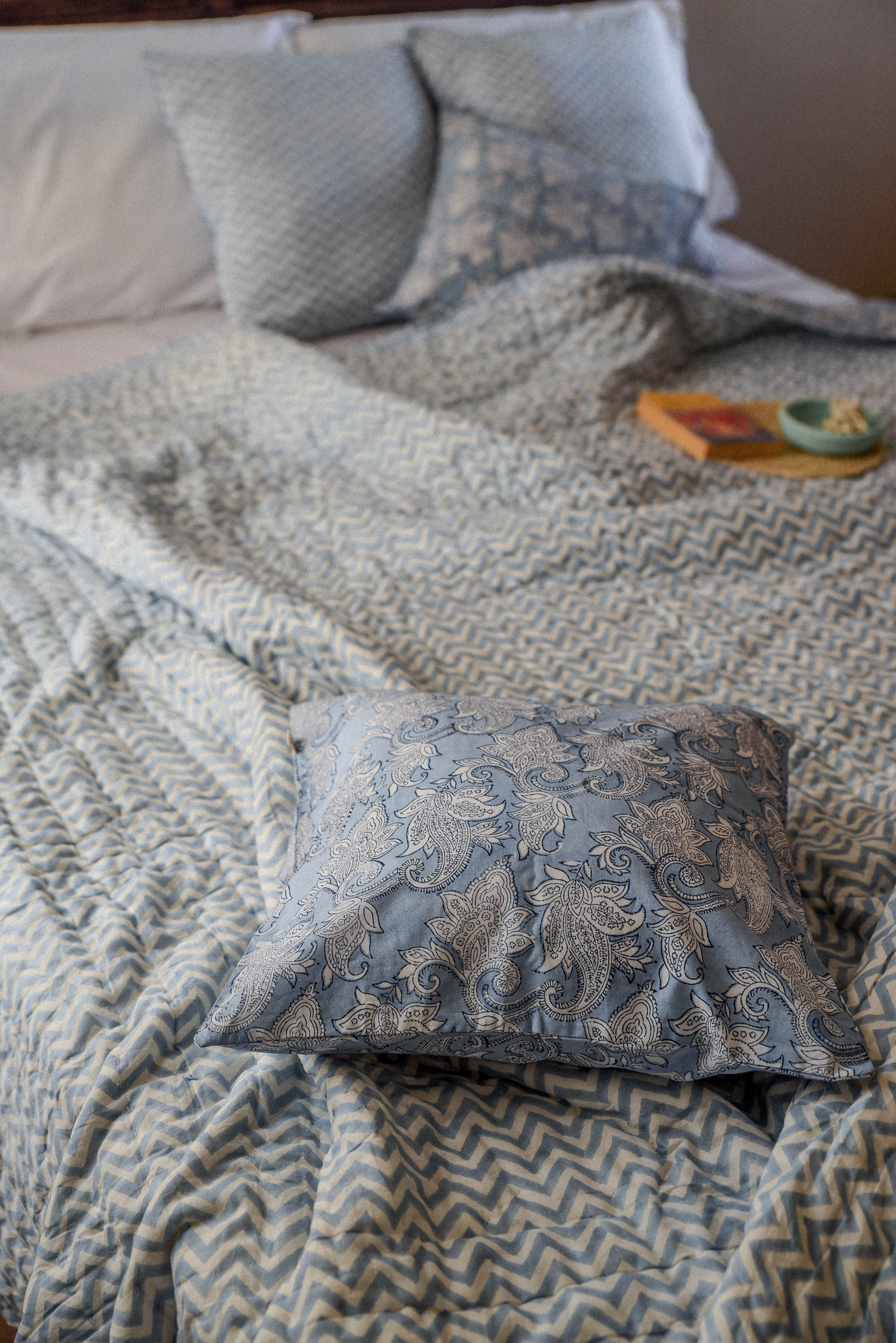 Mogra Block Printed Cushion Cover