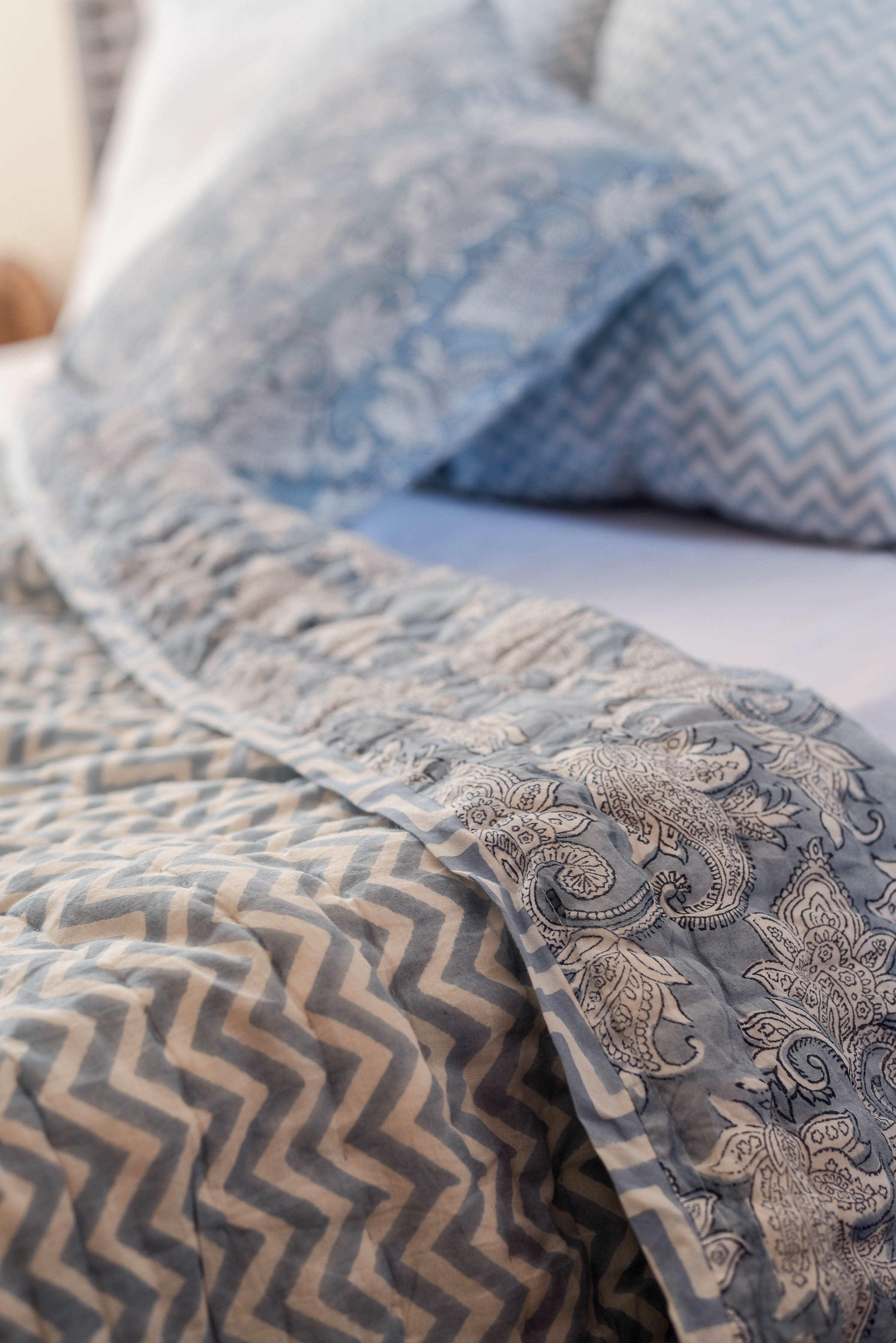 Mogra Block Printed Quilt - Double - 09