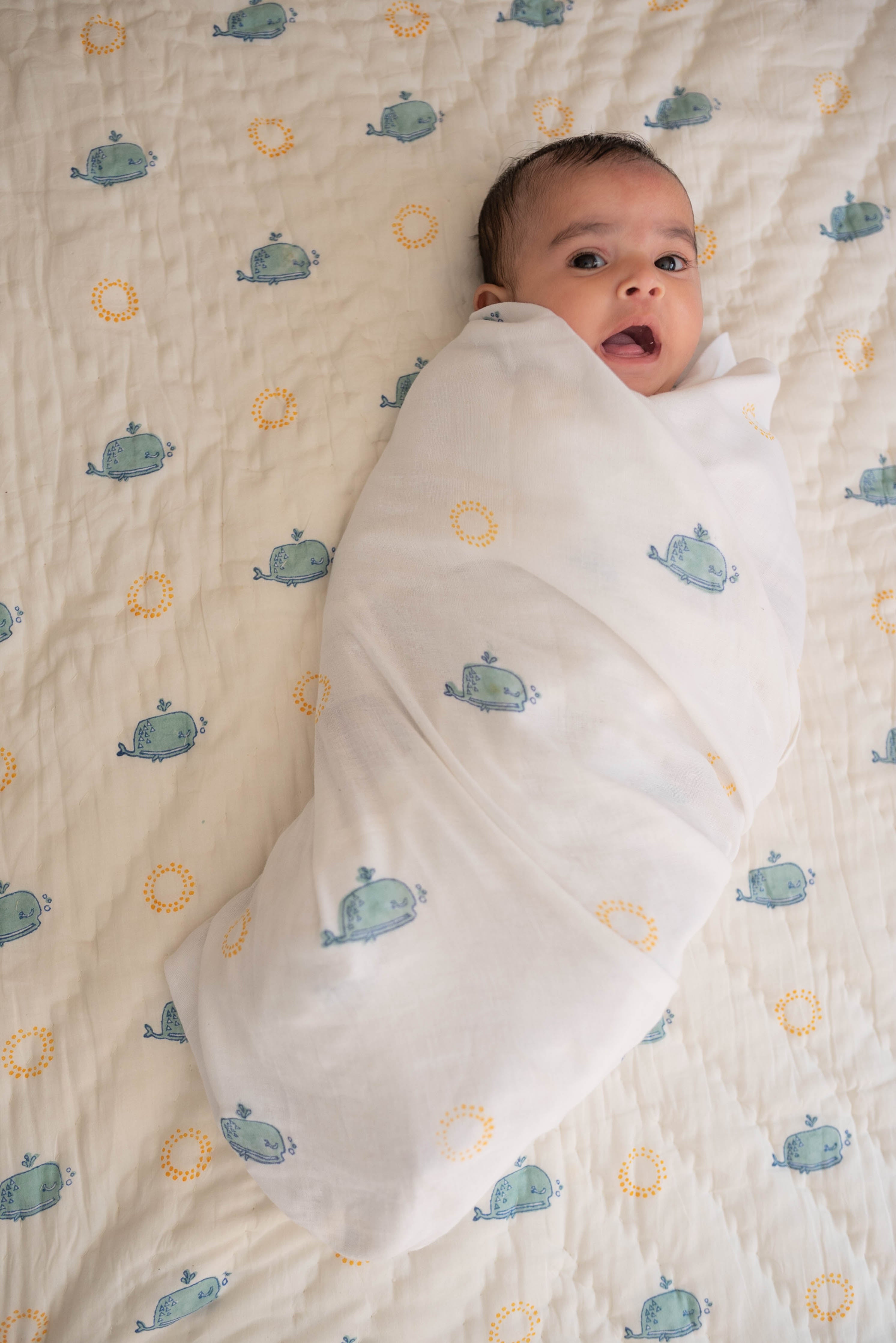 Moana Block Printed Baby Quilt