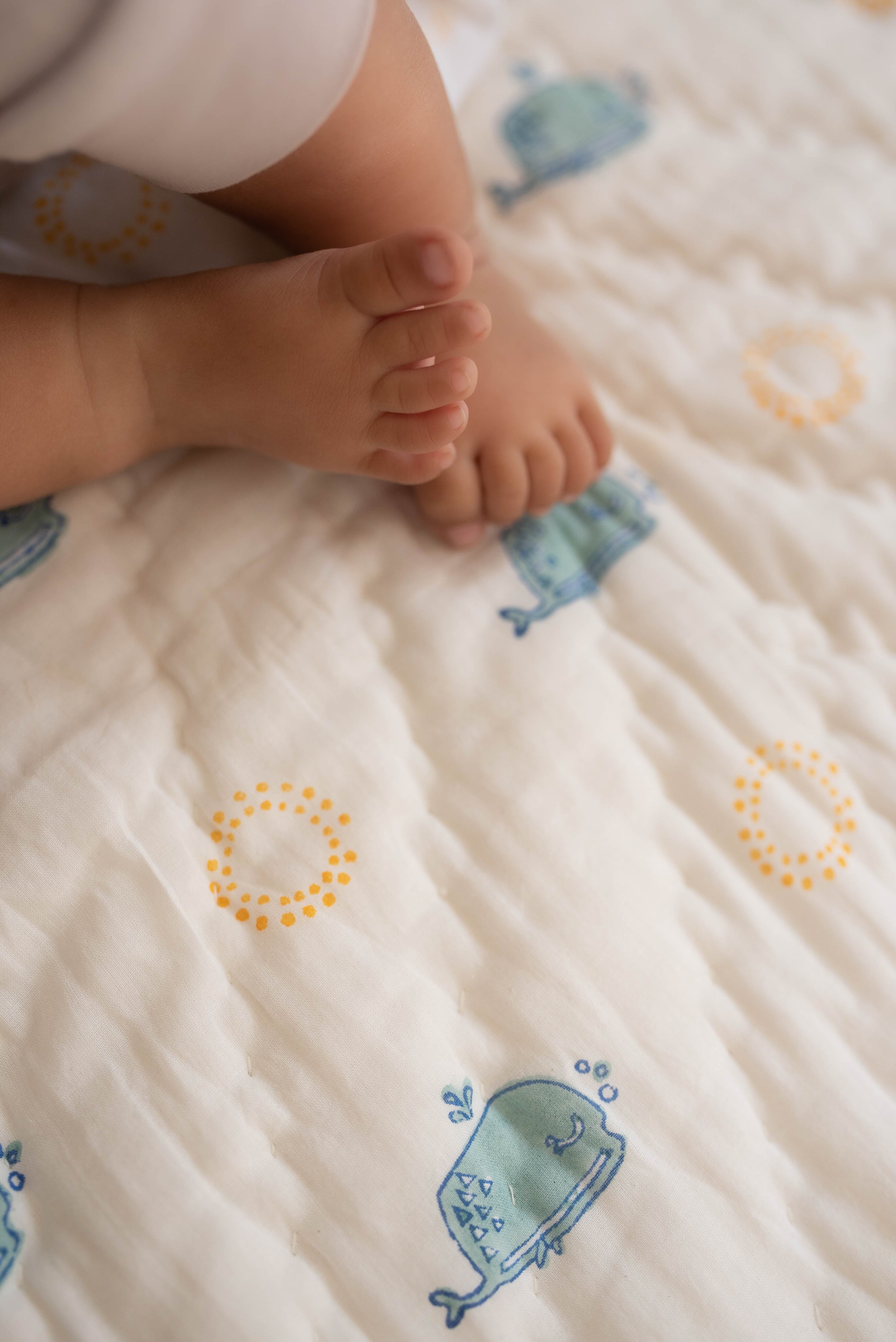 Moana Block Printed Baby Quilt