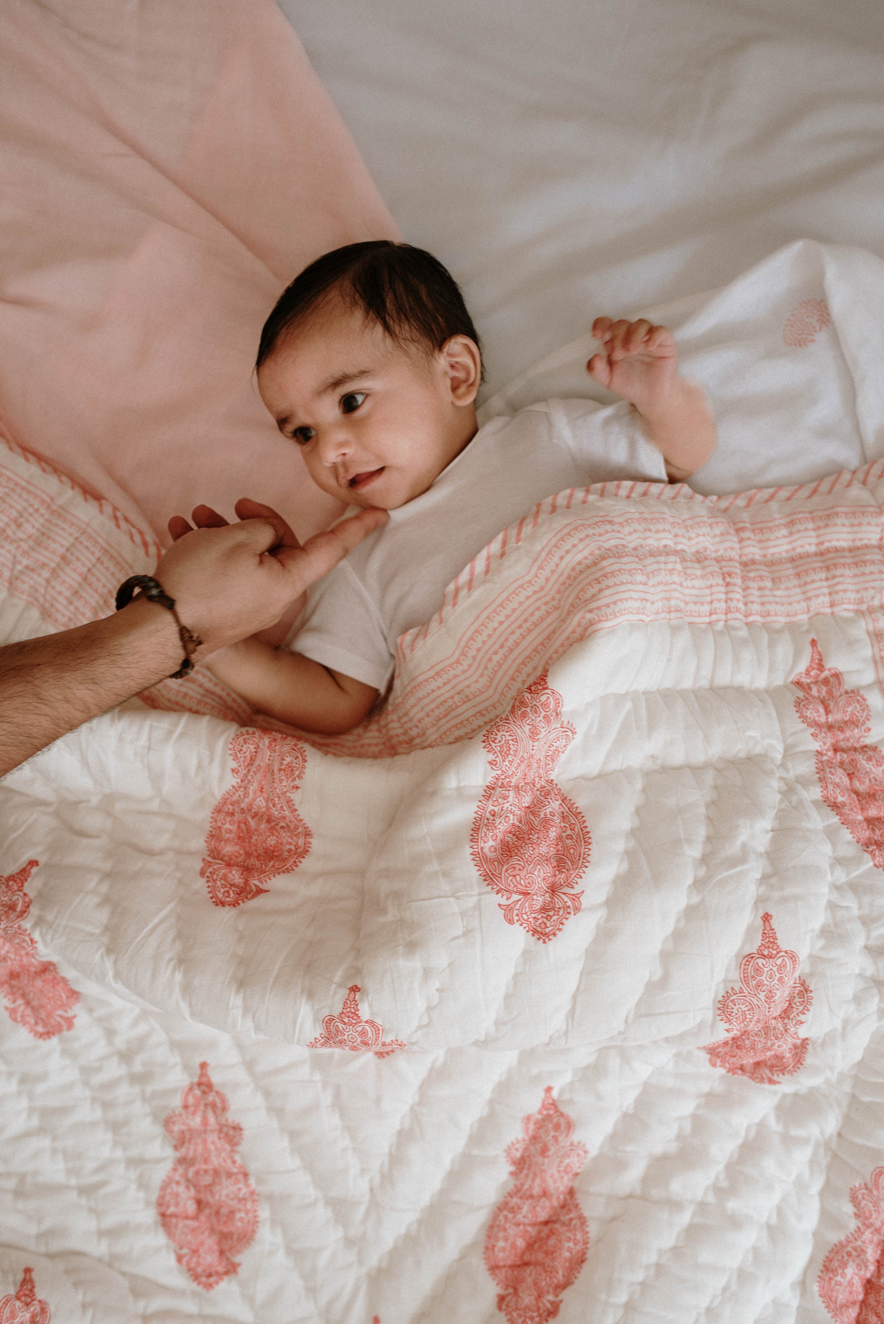 Orchid Block Printed Baby Quilt